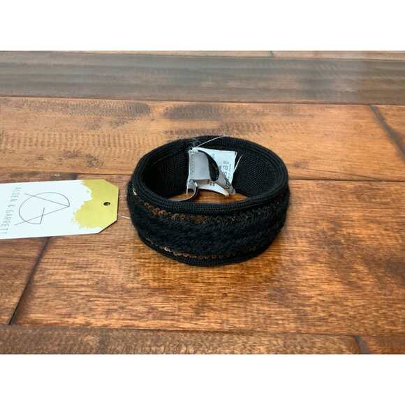 YSL Yves Saint Laurent Sequin Wool Cable Knit Black Bangle Bracelet Cuff - Picture 1 of 4